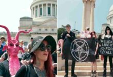 Satanistas realizan protesta exigiendo mantener derecho al aborto en Utah