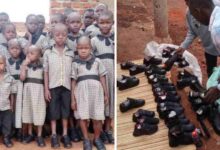 Iglesia dona zapatos a niños que caminaban 2 km descalzos a la escuela