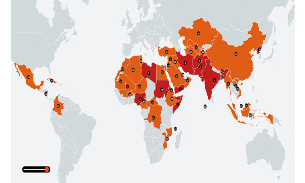 Cuatro países latinoamericanos están en la Lista Mundial de Persecución 2023