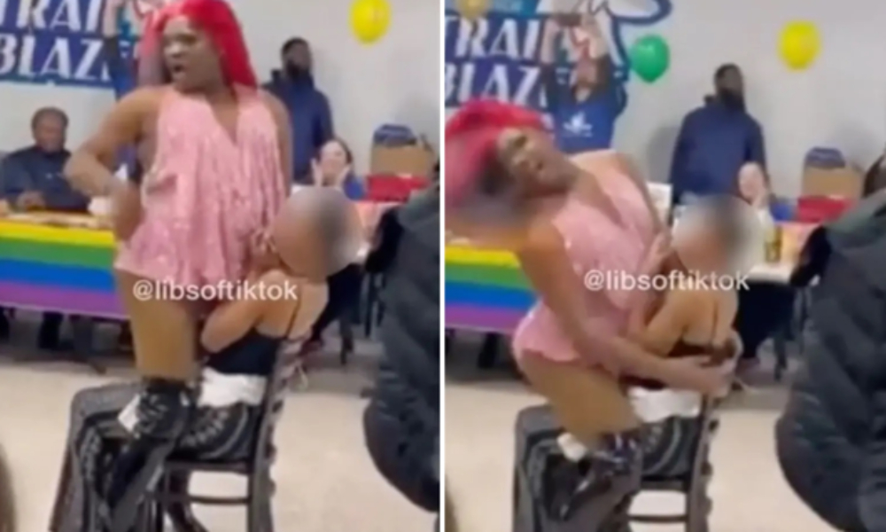 Drag queen causa indignación al hacer baile erótico encima de un estudiante en EE. UU.