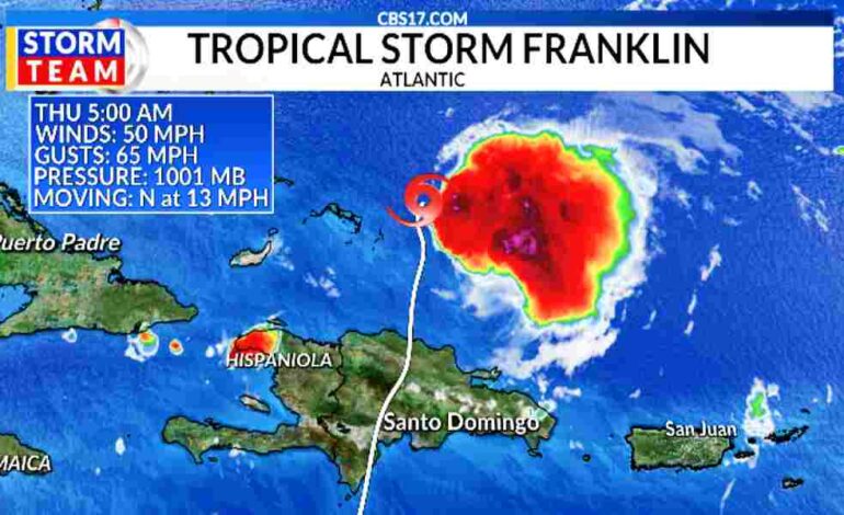Tormenta tropical Franklin azota Dominicana y podría ser huracán