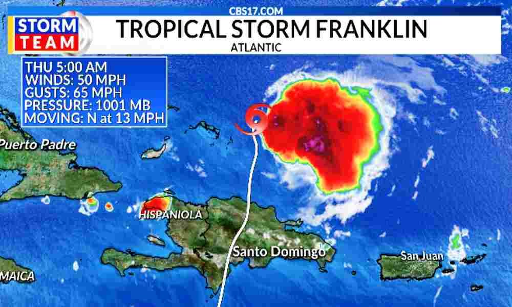 Tormenta tropical Franklin azota Dominicana y podría ser huracán